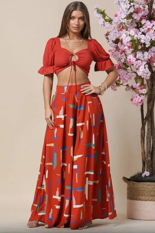 ABSTRACT PRINT PALAZZO PANTS