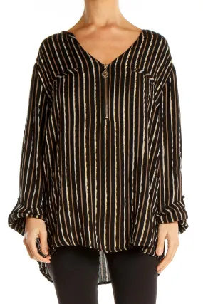 Black Brown Striped Blouse