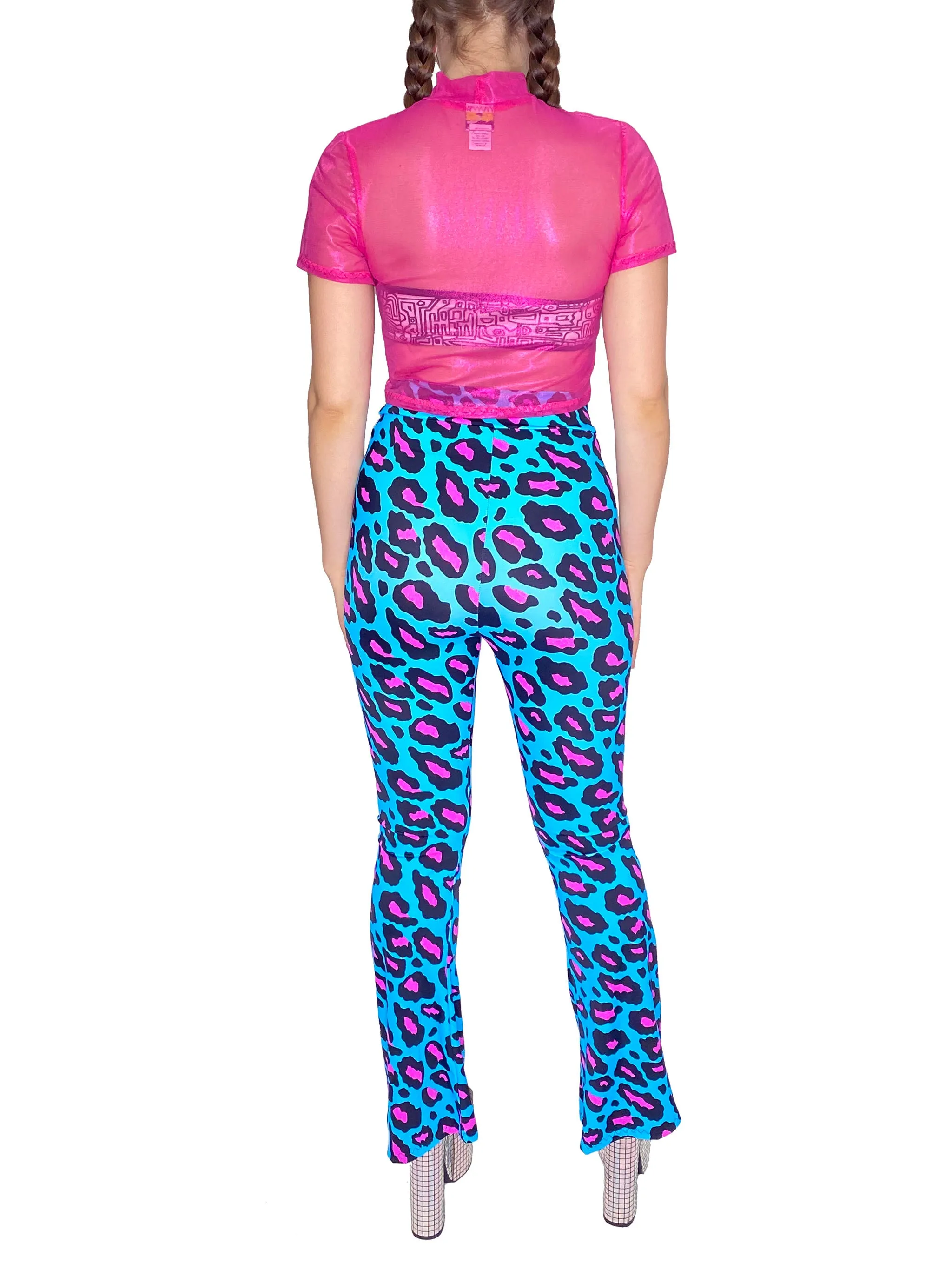 Blue Leopard Bell Bottoms