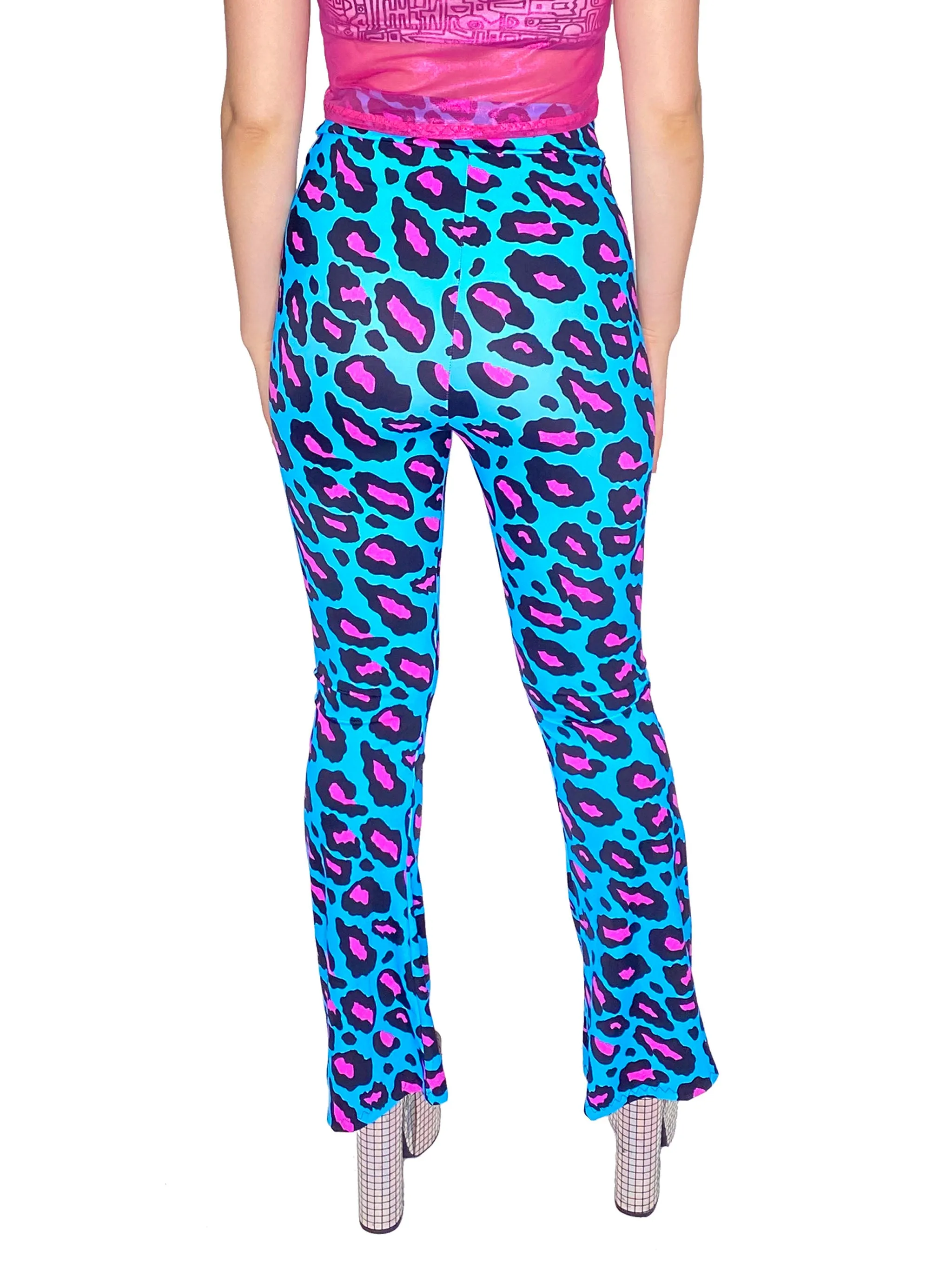 Blue Leopard Bell Bottoms