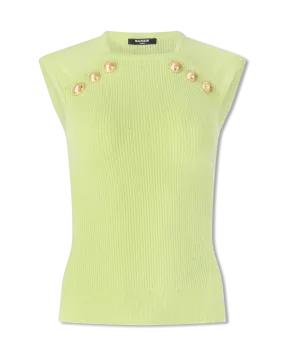 Button Detail Pointelle Top