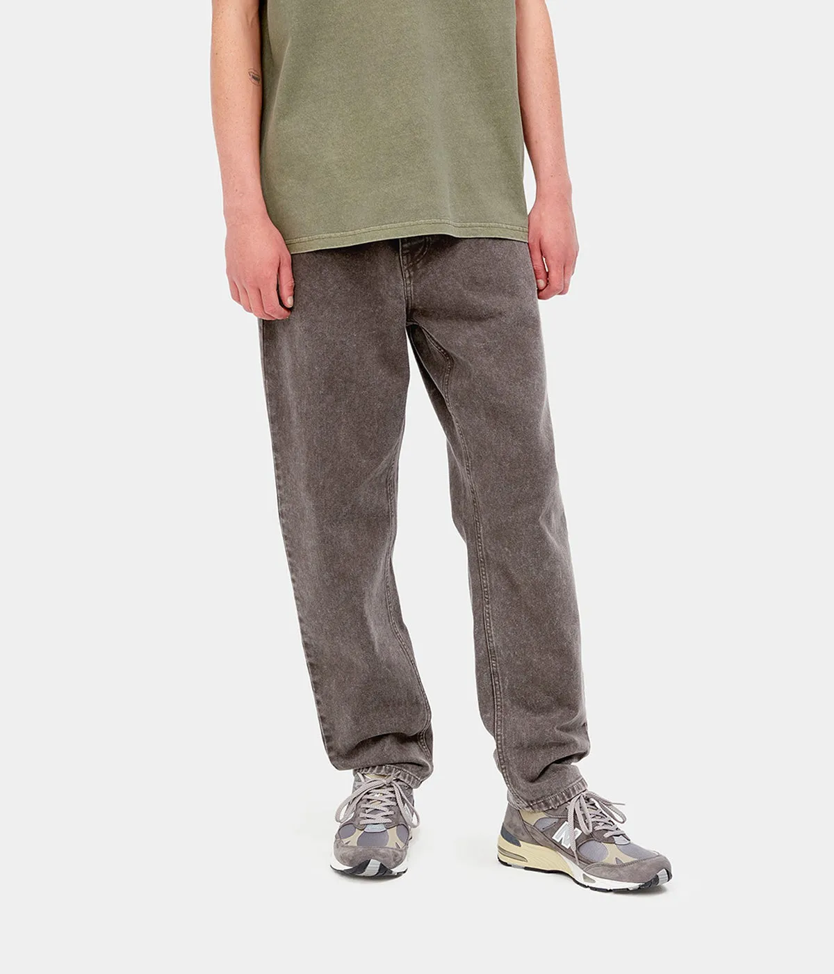 CARHARTT WIP NEWEL PANT I029148 DARK UMBER WORN WASHED ORGANIC COTTON