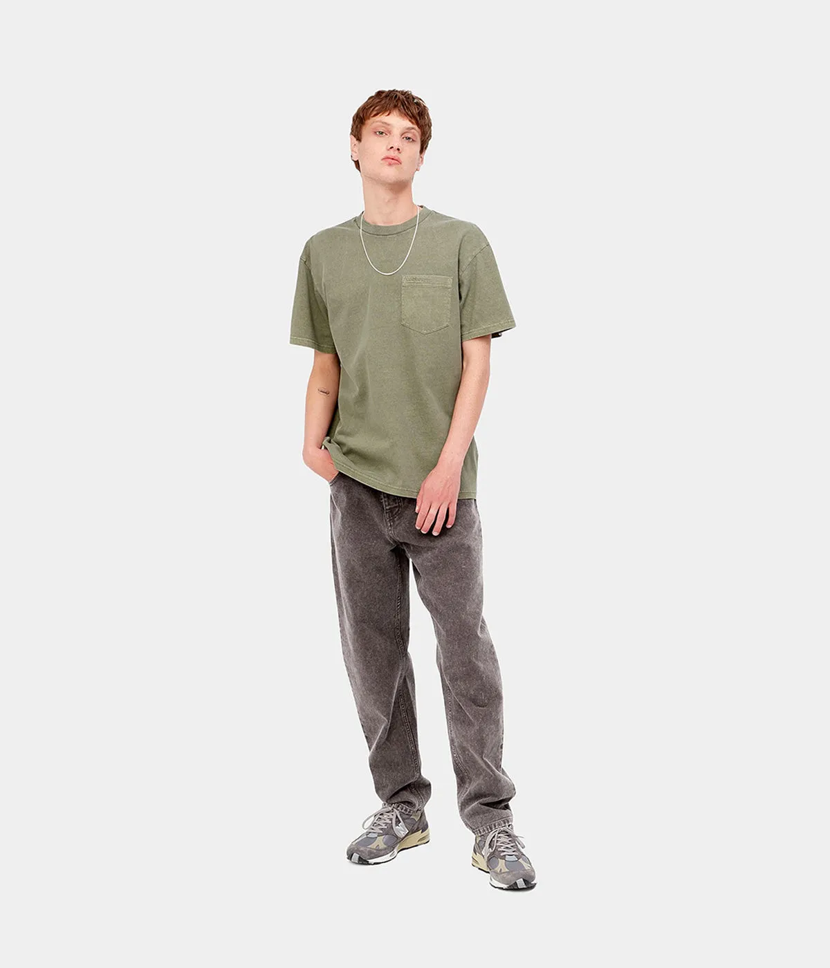 CARHARTT WIP NEWEL PANT I029148 DARK UMBER WORN WASHED ORGANIC COTTON