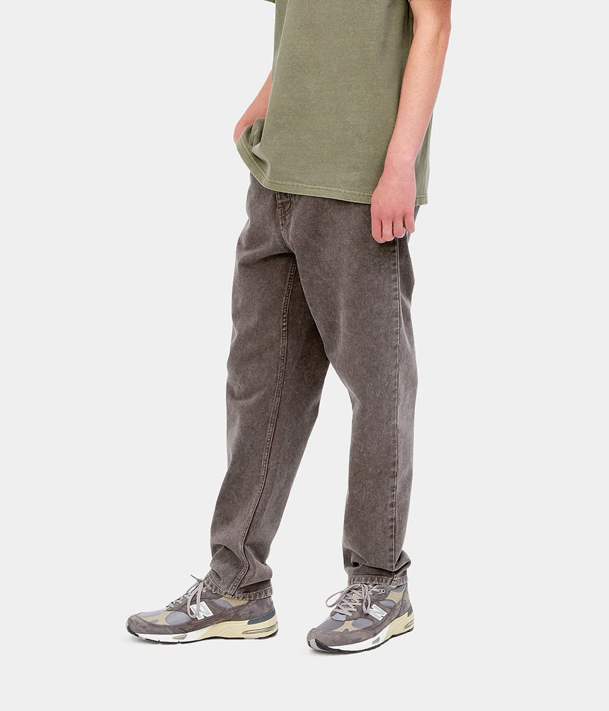CARHARTT WIP NEWEL PANT I029148 DARK UMBER WORN WASHED ORGANIC COTTON