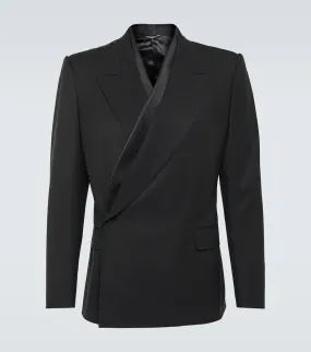 Dolce&Gabbana Asymmetric double-breasted wool-blend blazer
