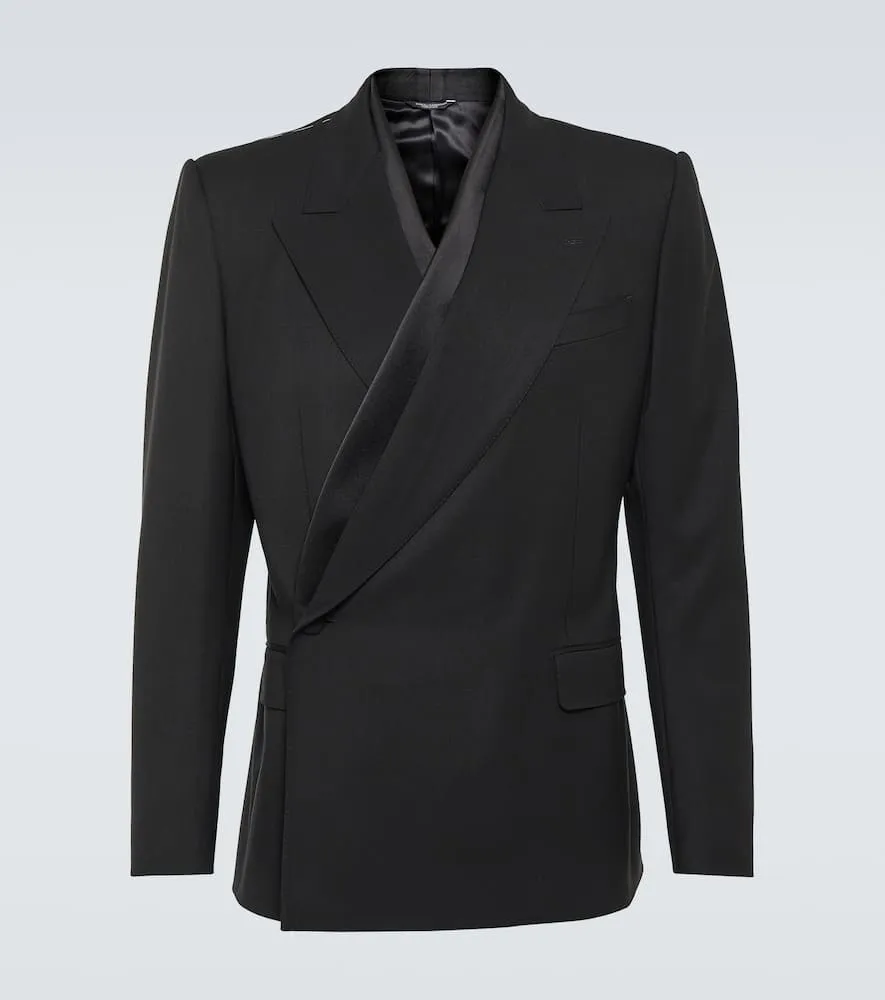 Dolce&Gabbana Asymmetric double-breasted wool-blend blazer