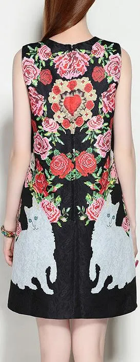 Embellished Floral Appliques Shift Dress