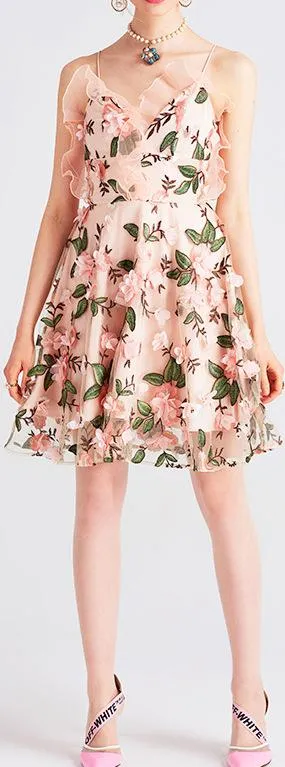 Floral Appliques Embroidered Sundress