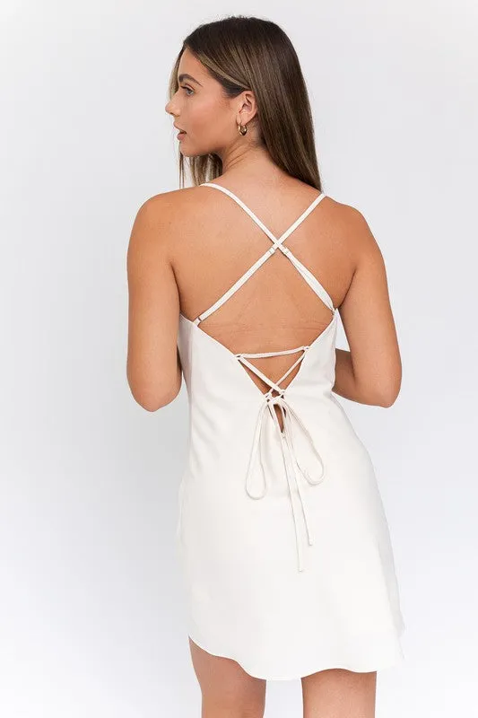 Gail Cowl Neck Back Tie-Up Dress