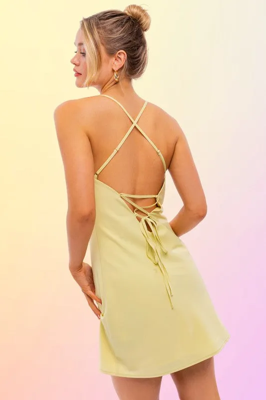 Gail Cowl Neck Back Tie-Up Dress