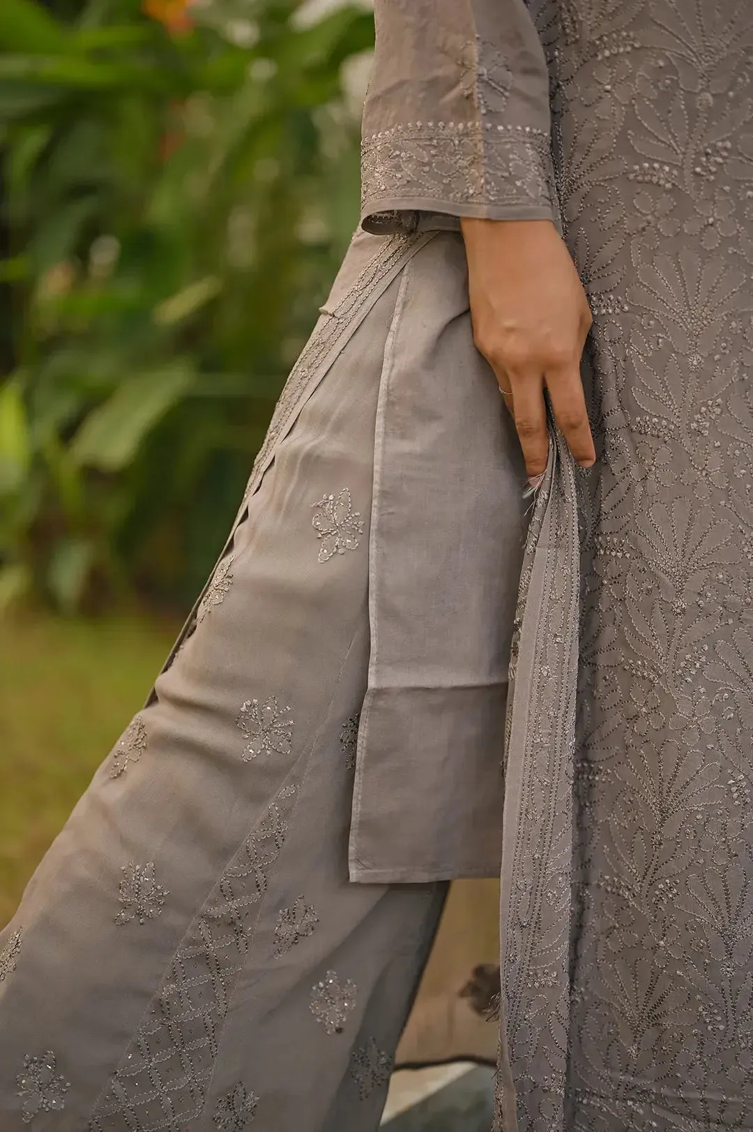 Viscose Plazzo Set - Mink Grey